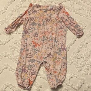 Angel Dear Pink Dinosaur Print Romper, 3-6 months